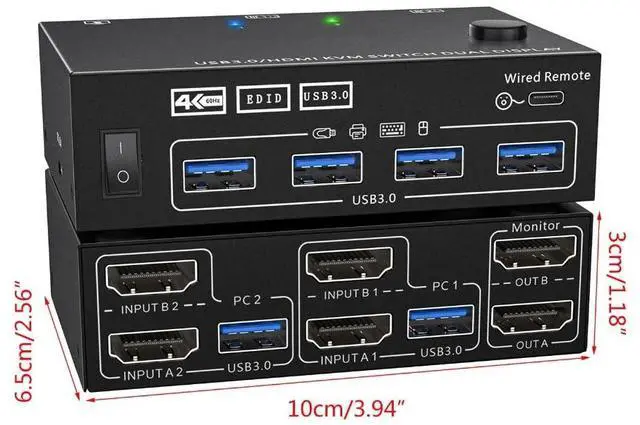 Alt view image 5 of 7 - Clear USB3.0 Port KVM Switcher 202AS Clear Resolution And Vibrant Colors For Home And Office Use 2channel KVM Switcher