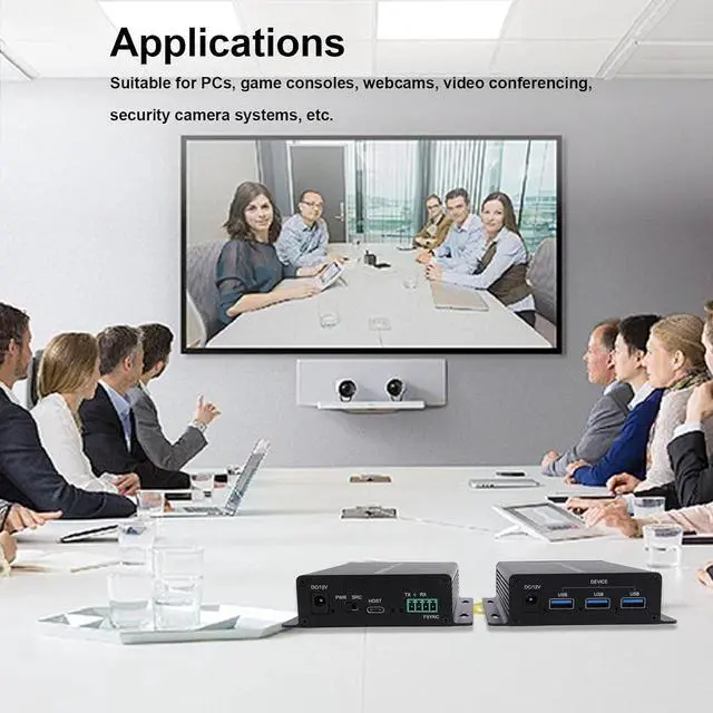 Alt view image 3 of 7 - USB 3.2 Extender Over Cat6a Ethernet - 4 Port 330FT Data Transfer Kit with Receiver Transmitter, Plug & Play for PC Webcam Security Cameras (US Plug)