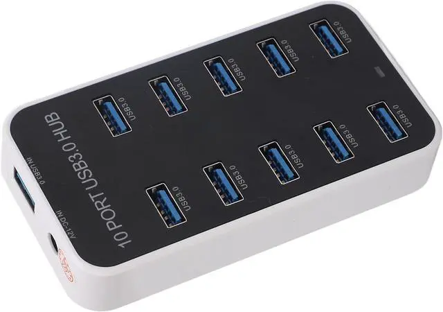 Alt view image 4 of 7 - Data Hub Splitter 10 Ports USB 3.0 Fast Data Transmission USB Docking Station DC12V 24V for Laptop Desktop TV Gaming Console ABS PC Material