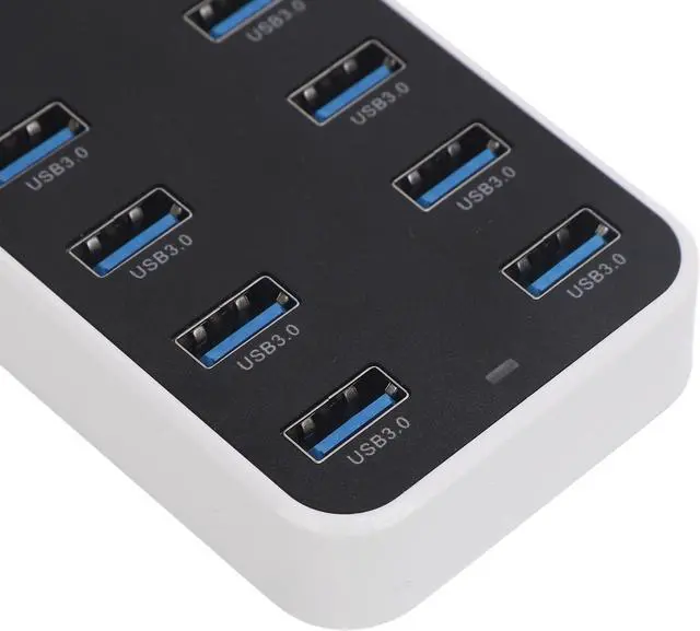Alt view image 6 of 7 - Data Hub Splitter 10 Ports USB 3.0 Fast Data Transmission USB Docking Station DC12V 24V for Laptop Desktop TV Gaming Console ABS PC Material