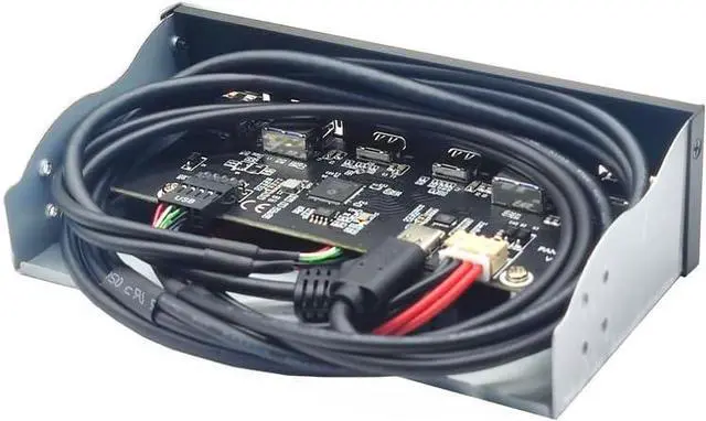 Alt view image 4 of 4 - USB 3.0 Front Panel for Desktop 5.25" CD-ROM Drive Bay USB3.0/3.2 19Pin USB2.0 9Pin to 2X USB Type C + 2X USB3.0 + 2X USB2.0 HUB