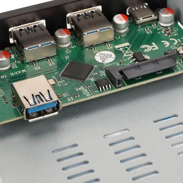 Alt view image 7 of 7 - Front Panel USB 3.1 Hub, 4 Downstream Ports, 1 Uplink Port, Desktop PC Docking Hub, 10Gbps Transfer Rate, Aluminum Alloy Material, for Office Use, Supports Multiple USB Speeds