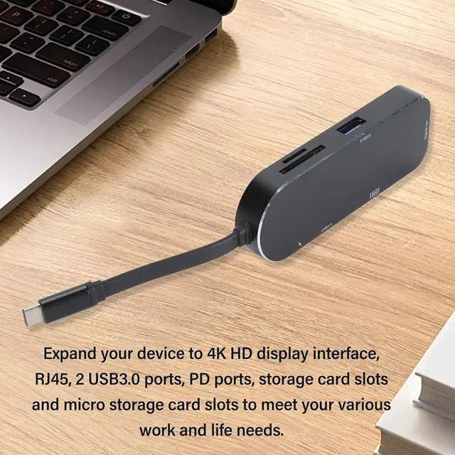 Alt view image 2 of 7 - 7 in 1 Docking Station, 4K HD Display Interface RJ45 USB3.0 PD Storage Card Slot Micro Card Slot Hub with Fast Charging, for OS X HarmonyOS (Black)