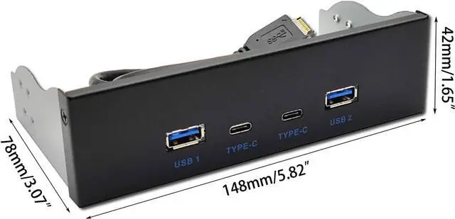 Alt view image 4 of 7 - Aurgiarme USB 3.2 Front Panel Hub Multi USB Slot USB3.2 Type-c Super Speed Port Fits 3.5" Open Bay Space Optical Drive Panel Expansion Board