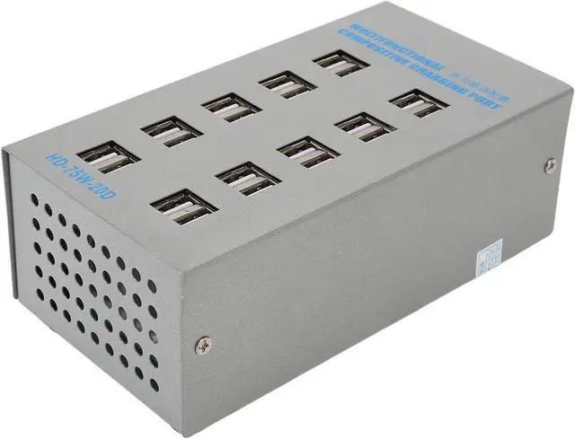 Alt view image 3 of 7 - Powered USB Hub Stainless Steel Multifunctional 20 Port USB Smart Hub Splitter Charging Port Power Adapter