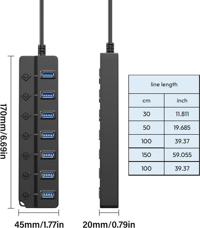 Alt view image 5 of 7 - Expand Connectivities With 7 Port USB 2.0 Hubs USB Splitter For Office And Home Use 480Mbps Highly Speed Data Transfer