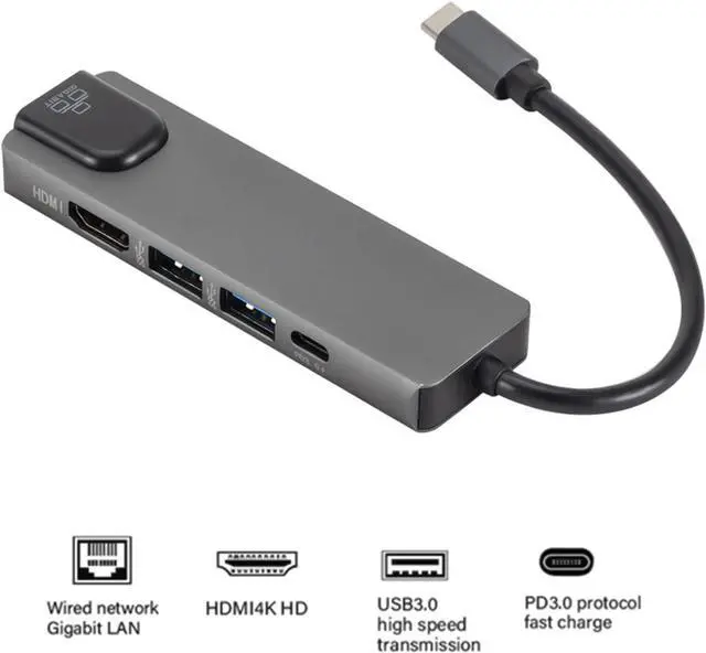 Alt view image 5 of 7 - Aluminum 8/5 in 1 Type C Hubs with USB A USB C 4K Video Output and Fast Data Transfer for Work and Play