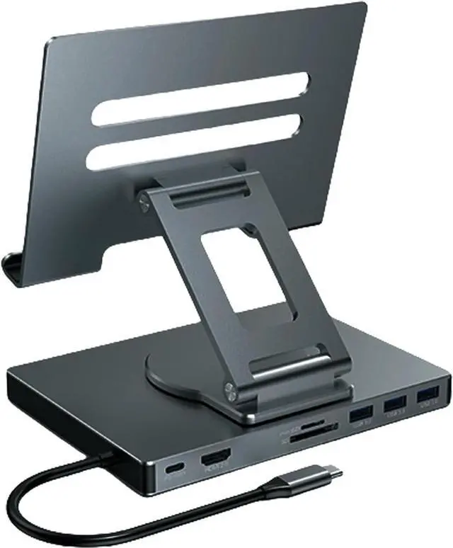 Main image of USB C Hubs Stand 8/9 in 1 Adapter Docking Station Foldable with 4K 60Hz RJ45 Gigabit Ethernet Card Reader USB3.0 3.5mm