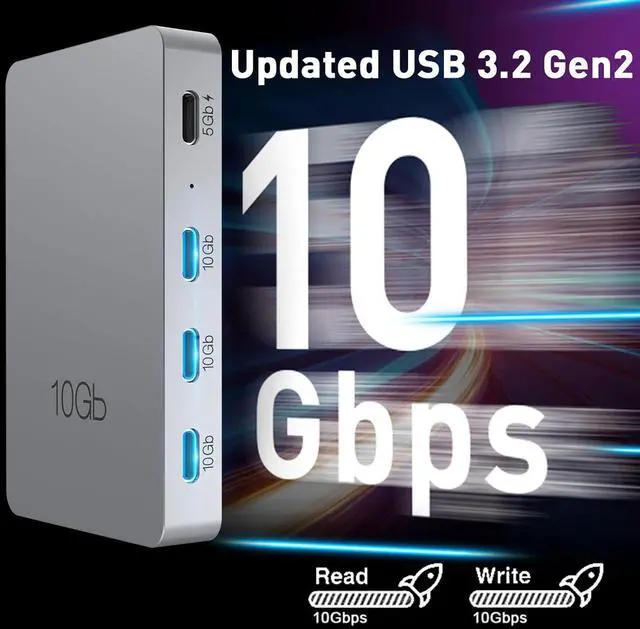 Alt view image 3 of 7 - Jalzdieod 7 in 1 Type-C Gen2 USB Splitter 3 High Speed Multiport Type C Hub Compatible for/OS/Chrome OS/Android Easy to Use