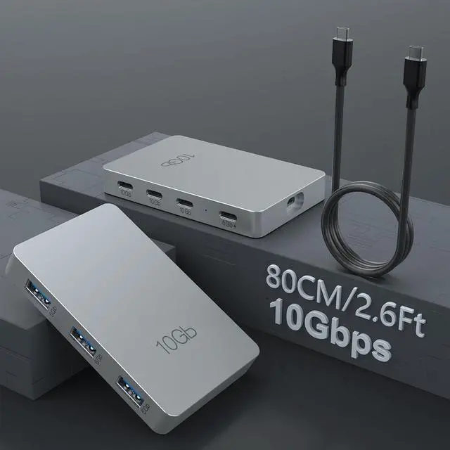 Alt view image 5 of 7 - Jalzdieod 7 in 1 Type-C Gen2 USB Splitter 3 High Speed Multiport Type C Hub Compatible for/OS/Chrome OS/Android Easy to Use