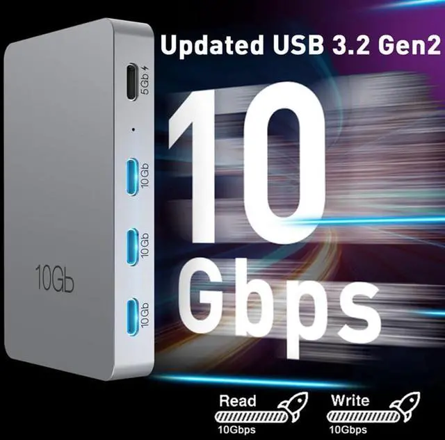 Alt view image 4 of 7 - Jalzdieod Type-C Docking Station Aluminum Alloy USB3.2 Gen2 10Gbps with PD 100W Charging Expansion Multifunction Hub