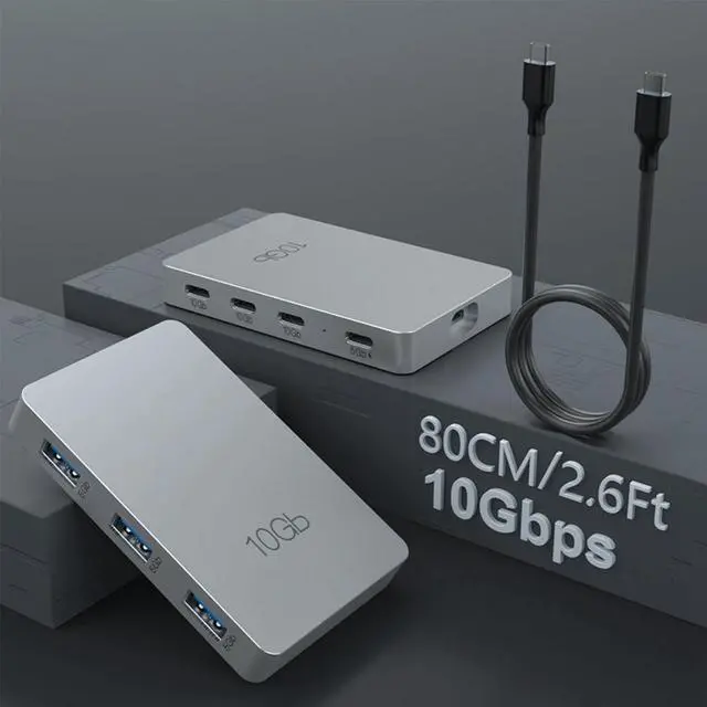 Alt view image 6 of 7 - Jalzdieod Type-C Docking Station Aluminum Alloy USB3.2 Gen2 10Gbps with PD 100W Charging Expansion Multifunction Hub