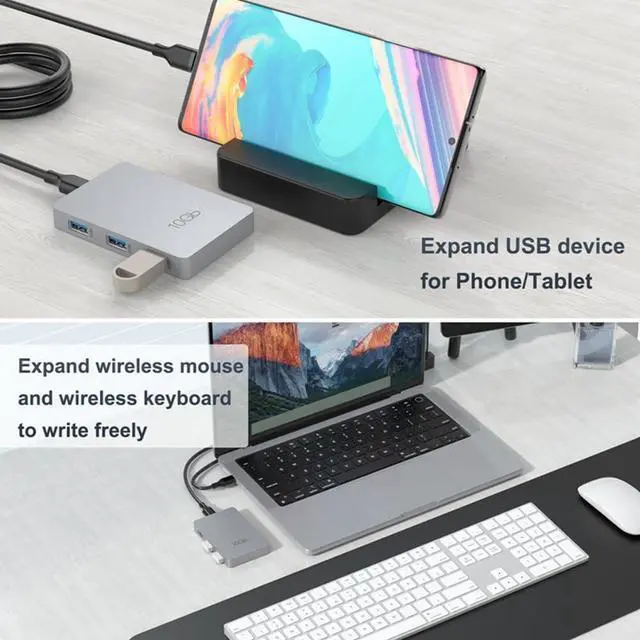 Alt view image 7 of 7 - Jalzdieod Type-C Docking Station Aluminum Alloy USB3.2 Gen2 10Gbps with PD 100W Charging Expansion Multifunction Hub
