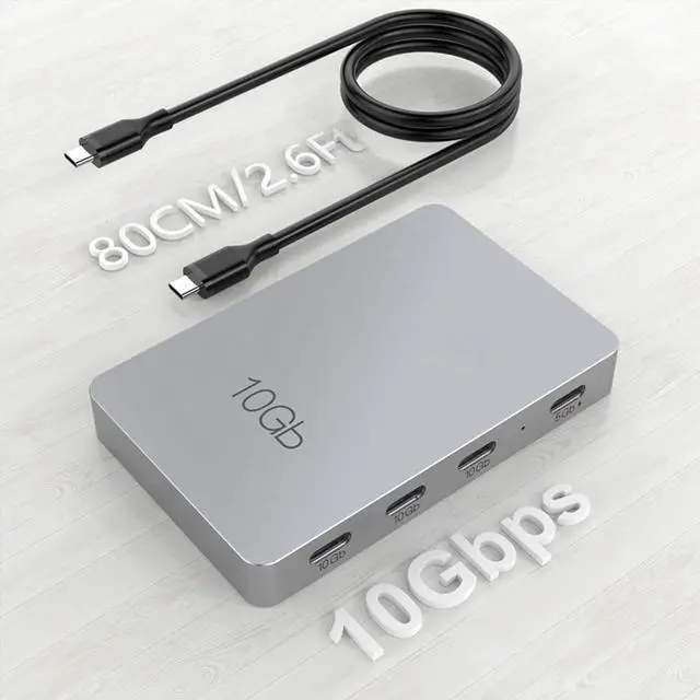 Alt view image 3 of 7 - Jalzdieod Type-C Docking Station Aluminum Alloy USB3.2 Gen2 10Gbps with PD 100W Charging Expansion Multifunction Hub