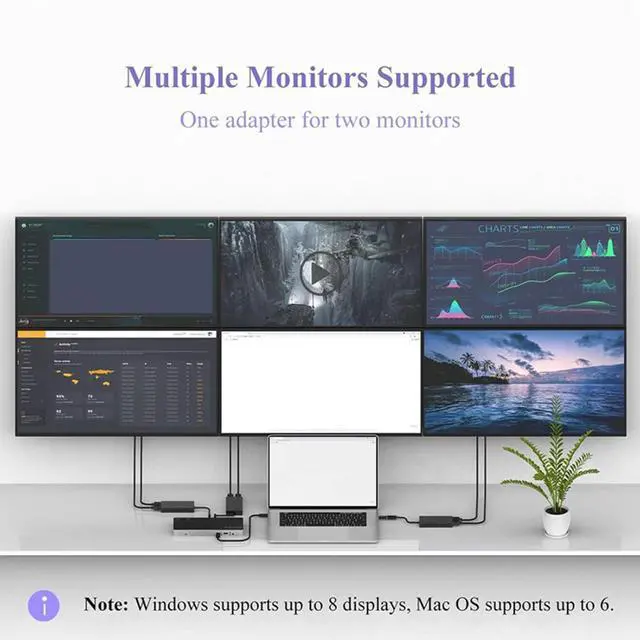Alt view image 6 of 7 - Xuanxi USB TypeC Double Output Adapter Support 4k 3840x2160@30Hz For Multiple Monitors Expand Screen Display