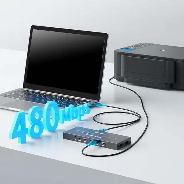 Alt view image 6 of 7 - USB2.0 Manual Shared Switching Printer Sharing Device USB Hub 8 In 4 Out Data Transfer Hub Converter