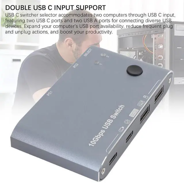 Alt view image 5 of 7 - USB 3.2 Switch Hub, 2 Computers Sharing 4 USB Port 10Gbps Data Transfer, Selector Switcher for PC Laptop Keyboard for Wins Vista 7 8 8.1 10 11, OS X, OS, Linux