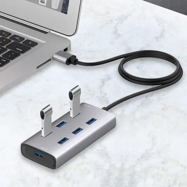 Alt view image 6 of 7 - Fowspvzn 7 Ports USB HUB USB Extension All Aluminum Fuselage Computer Accessories with Power Supply Port