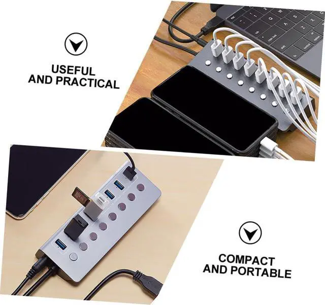 Alt view image 5 of 7 - jojofuny USB Extension Device 7-Port USB 3.0 Hub Multi-Functional Sturdy Aluminum Alloy for