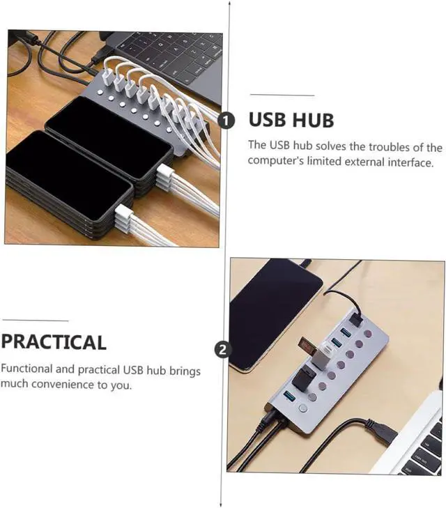 Alt view image 6 of 7 - jojofuny USB Extension Device 7-Port USB 3.0 Hub Multi-Functional Sturdy Aluminum Alloy for