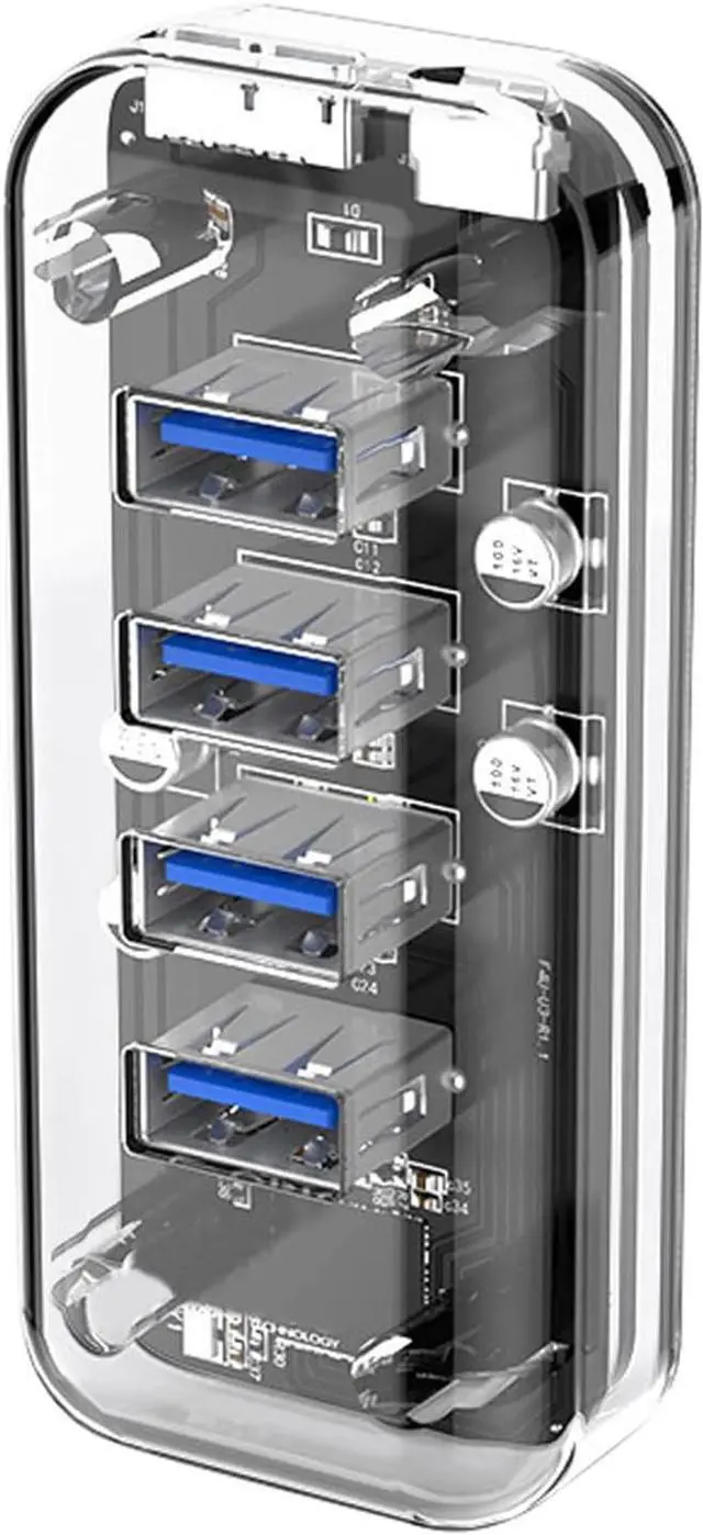 Alt view image 5 of 7 - Rdxanc USB Charging Adapter 4-Port USB3.0 Splitter for Laptop and PC VL817 Contol Double Power Supply For Laptop PC Computer