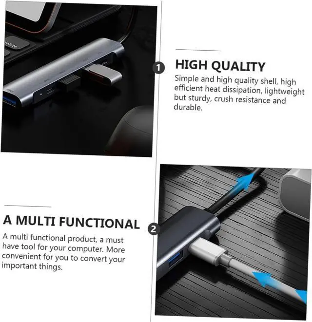 Alt view image 3 of 7 - Artibetter Pcs Mini USB Hub Type c Port Splitter Portable Data Hub for Expand USB Ports Accessories Plug Play