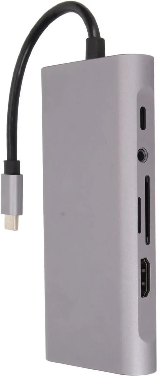 Alt view image 2 of 7 - 11 in 1 Type C Hub, USB 3.0 Docking Station with 4K, VGA, 5Gbps Data Transmission, 87W PD Charging, 100Mbps RJ45 Ethernet Port, and Memory Card Reader