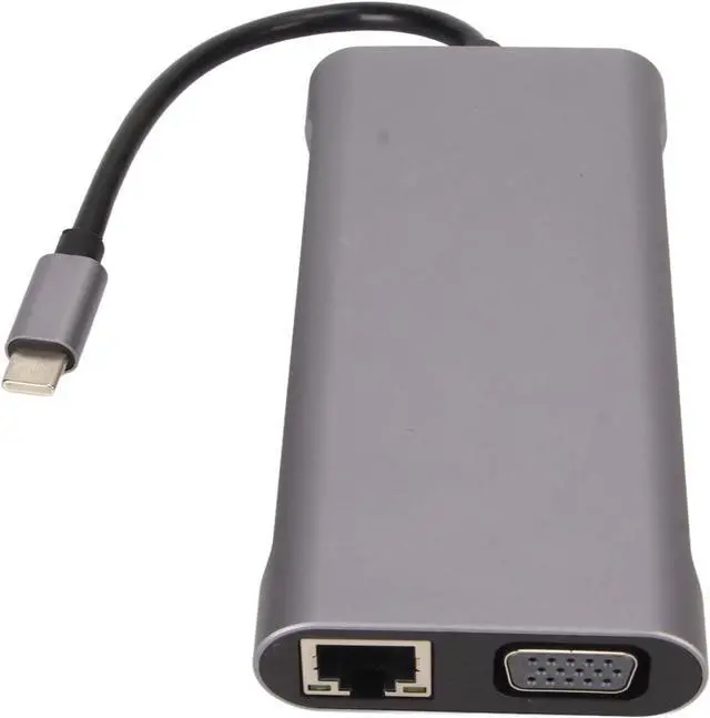 Alt view image 3 of 7 - 11 in 1 Type C Hub, USB 3.0 Docking Station with 4K, VGA, 5Gbps Data Transmission, 87W PD Charging, 100Mbps RJ45 Ethernet Port, and Memory Card Reader