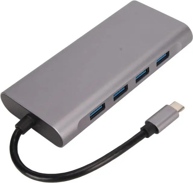 Alt view image 5 of 7 - 11 in 1 Type C Hub, USB 3.0 Docking Station with 4K, VGA, 5Gbps Data Transmission, 87W PD Charging, 100Mbps RJ45 Ethernet Port, and Memory Card Reader