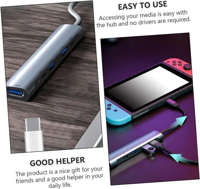 Alt view image 6 of 7 - Artibetter Pcs Mini USB Hub Type c Port Splitter Portable Data Hub for Expand USB Ports Accessories Plug Play