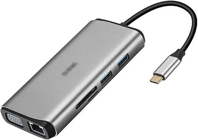 Main image of Port Expander USB C Hub 10-in-1 with HDMI, VGA, 2 USB 3.0 Ports, 2 Keyboard/Mouse Ports, PD 3.0 Ports, Ethernet and SD/TF Cards Reader USB Splitter