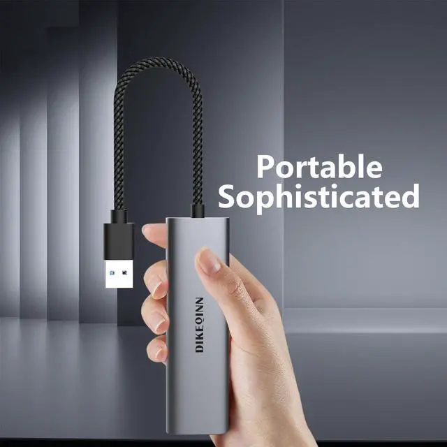 Alt view image 7 of 7 - DIKEQINN USB 3.0 Hub with Gigabit Ethernet, 3-Port USB-A 5Gbps + USB-C Power Port for MacBook, Dell, HP, Surface (Plug and Play) (USB-A)