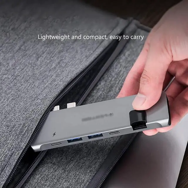 Alt view image 6 of 6 - Port Expander USB C Hub 6 in 2 USB C Multiport Adapter USB C Docking Statio (100 PD, 4K HDMI, 2 USB 3.0 and USB C, Gigabit Ethernet) USB Splitter (Color : Grey)