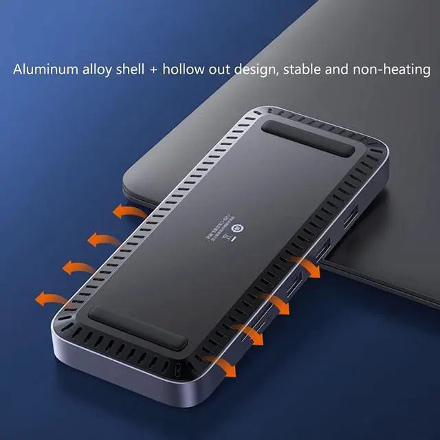 Alt view image 5 of 7 - Port Expander USB C Hub 9 in 1 with 3 USB 3.0 Ports,100W PD, SD/FT Card Reader, HDMI, VGA, DC 5V/2A Aluminum Type C Hub Adapter USB Splitter