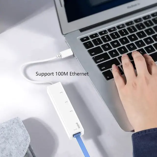 Alt view image 3 of 4 - Port Expander USB C Docking Station USB C to Ethernet Adapter Hub with 3 USB 2.0 Ports and Ethernet for Laptop, USB Flash Drives USB Splitter