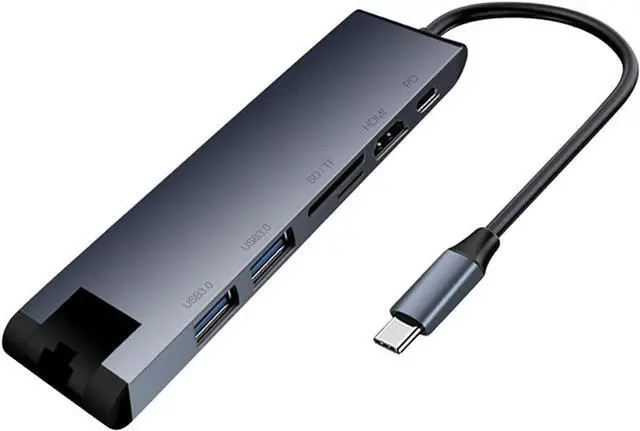 Main image of Port Expander USB C Hub USB Type C Hub Multiport Adapter 7 in 1 with HDMI, 3.0 PD, 1Gbps Ethernet, 2 USB 3.0 Ports, SD/TF Card Reader USB Splitter