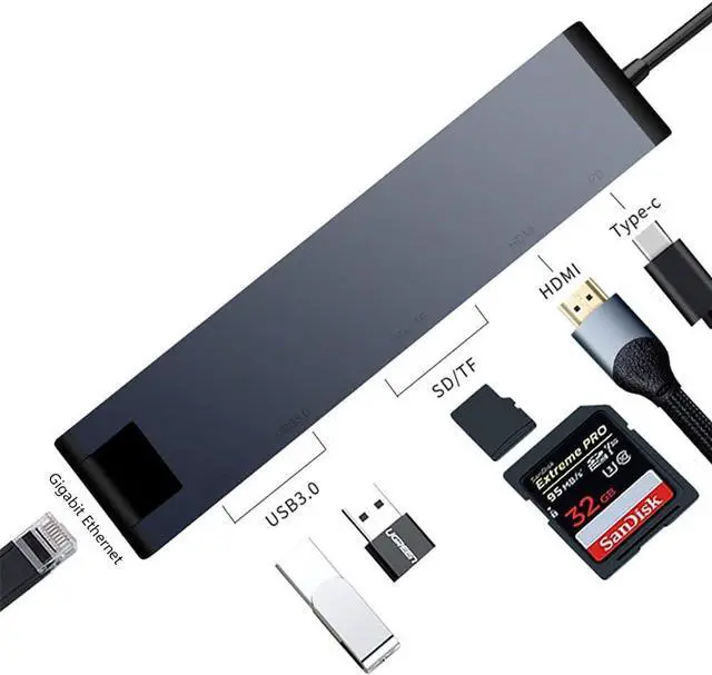 Alt view image 2 of 7 - Port Expander USB C Hub USB Type C Hub Multiport Adapter 7 in 1 with HDMI, 3.0 PD, 1Gbps Ethernet, 2 USB 3.0 Ports, SD/TF Card Reader USB Splitter