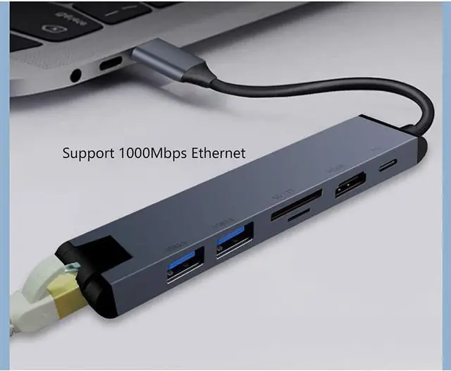 Alt view image 5 of 7 - Port Expander USB C Hub USB Type C Hub Multiport Adapter 7 in 1 with HDMI, 3.0 PD, 1Gbps Ethernet, 2 USB 3.0 Ports, SD/TF Card Reader USB Splitter