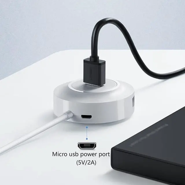 Alt view image 3 of 6 - Port Expander USB HUB 4-Port Data USB Hub High-Speed Data Transfer Hub & Adapter 5V / 2A Powered Computer USB Port Expander USB Splitter (Color : White, Length : 1.5m)