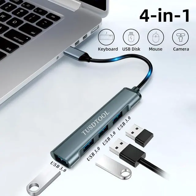 Alt view image 2 of 7 - 10Gbps Dual Sided USB C Female to USB Male Adapter, 4 Ports USB 3.0 Hub Splitter with 5Gbps Data Transfer, USB C Hub Splitter for MacBook, Mac Pro, iMac, Surface, Laptop, Mobile HDD