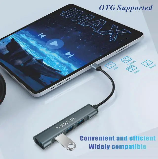 Alt view image 5 of 7 - 10Gbps Dual Sided USB C Female to USB Male Adapter, 4 Ports USB 3.0 Hub Splitter with 5Gbps Data Transfer, USB C Hub Splitter for MacBook, Mac Pro, iMac, Surface, Laptop, Mobile HDD