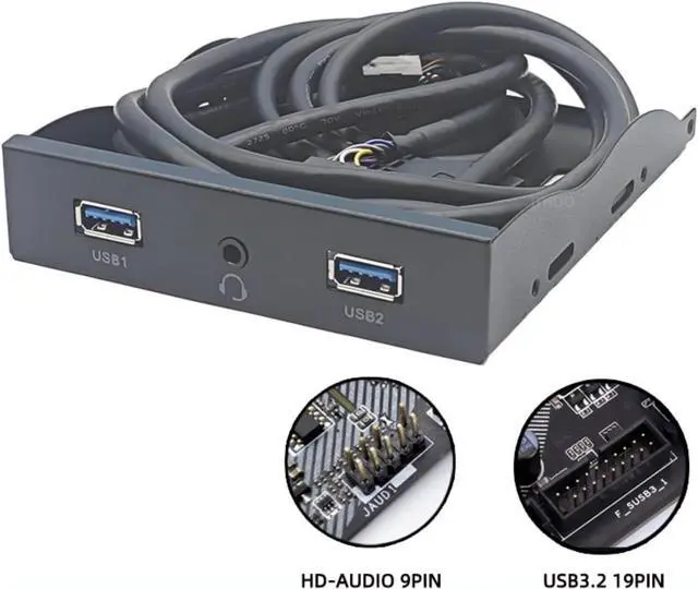 Alt view image 2 of 7 - 2Port USB 3.2 GEN1 5Gbps + 3.5mm Headphones Interfaces Front Panel Hubs Splitter Bracket Adapter For PC Desktop 3.5inch