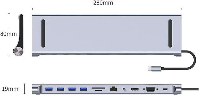 Alt view image 3 of 7 - NonMiFyR USB C Hub with 100 W PD Port and Versatile Ports, 11 Port