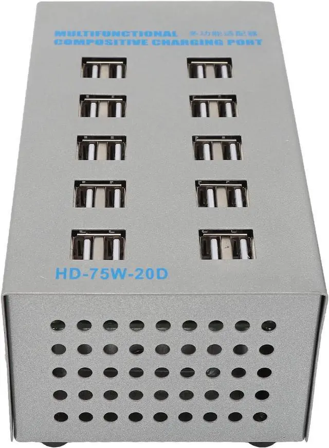 Main image of Powered USB Hub Stainless Steel Multifunctional 20 Port USB Smart Hub Splitter Charging Port Power Adapter