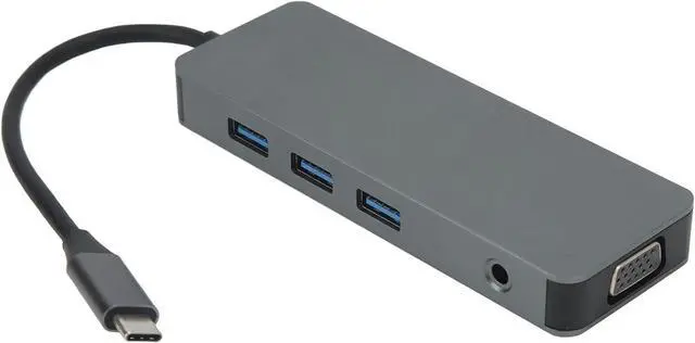 Alt view image 5 of 7 - 10 in 1 USB C Hub Multiport Adapter, Type C to VGA Dual HD Multimedia Interface Converter, PD Fast Charging Docking Station with 3 USB Ports, Aluminum Alloy Material