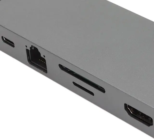 Alt view image 2 of 7 - 11 in 1 USB C Hub, Grey USB Splitter with 4K, VGA, Gigabit RJ45, 3 USB3.0 Ports, 100W PD Charging, Storage Memory Card Reader