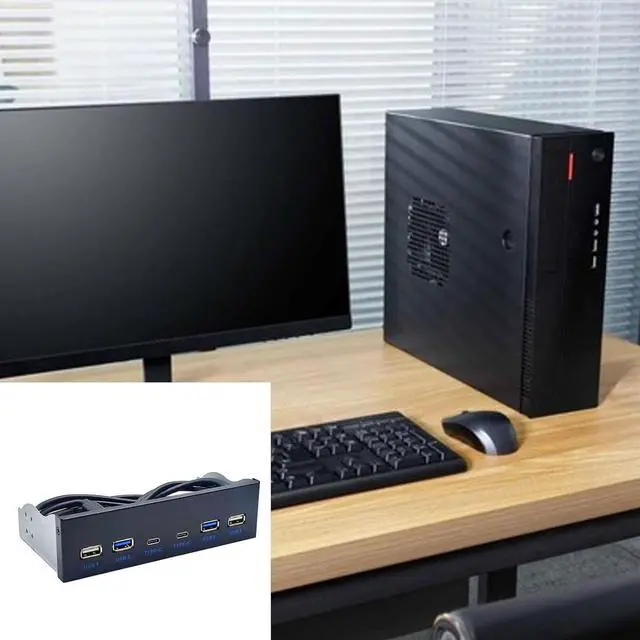 Alt view image 6 of 7 - DRAGONRUN USB C Hub Floppy Front Panel 2 Port USB + 2 Port USB 3.2 Type C 19 Pin Connector for 5.25" CD-ROM Bay Desktop