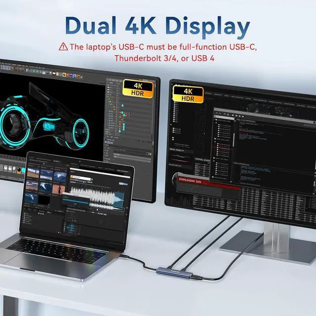 Alt view image 4 of 7 - ANYOYO USB Hub Dual Monitor 4K 6 in 1 USB C Multiport Adapter with 1xHDMI, 1xUSB C Video&Data Output for USB C Splitter, 3xUSB C 10Gbps,100W PD, for Dell/HP/Mac Pro/iPad