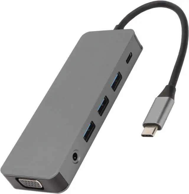 Alt view image 4 of 7 - 11 in 1 USB C Hub, Grey USB Splitter with 4K, VGA, Gigabit RJ45, 3 USB3.0 Ports, 100W PD Charging, Storage Memory Card Reader