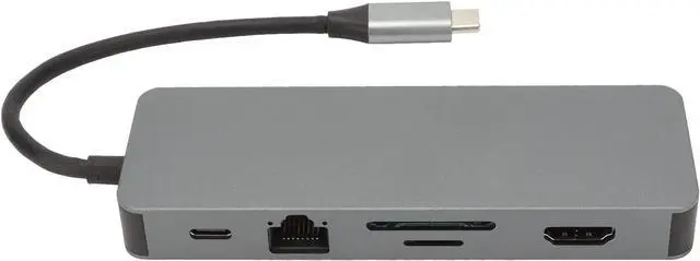 Alt view image 7 of 7 - 11 in 1 USB C Hub, Grey USB Splitter with 4K, VGA, Gigabit RJ45, 3 USB3.0 Ports, 100W PD Charging, Storage Memory Card Reader